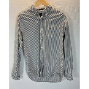 J Crew Slim Fit Shirt Seersucker Blue white Stripe Button Down‎ Mens Medium